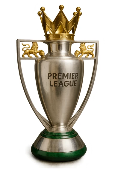 Фотореалистичный и изометричный кубок Premier League, объемный чуть слегка рисованный стиль, прозрачный фон sticker