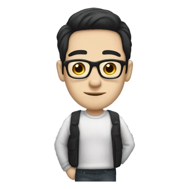 Guy with black hair and glasses pale skin sticker