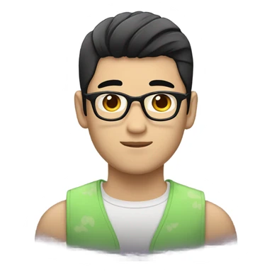 asian cute guy with gay kawaii cute outfit and black two blocks hair sticker