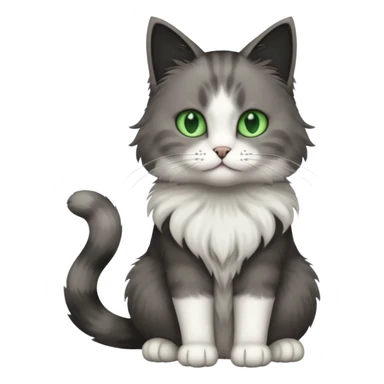 full body half dark grey and half white cat sticker