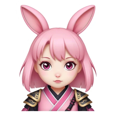 cute pink bunny samurai anime waifu sticker
