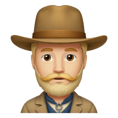 A blonde western man from America 1899 wild west with a hat and beard sticker