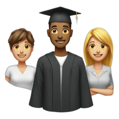 students with one women and one men wearing academic caps sticker