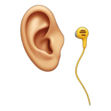 Close up of an ear wearing an earbud sticker