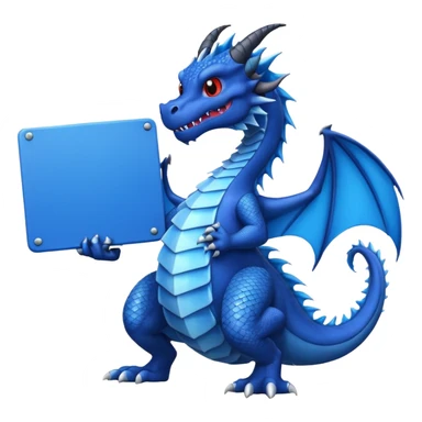 Black and blue dragon holding large blank sign sticker