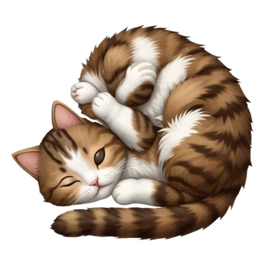 dark brown tabby and white kitten upside down sleeping sticker