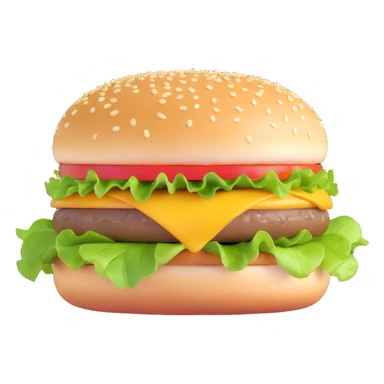 extra vivid juicy cheeseburger with bright colors, shiny cheese, fresh lettuce, sesame seed bun sticker