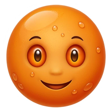 Cute, smiling, glowing orange stem cell with small protrusions. White background. sticker