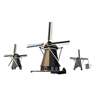 cinematic-realistic-kinderdijk-windmills-landmark-emoji,-showcasing-traditional-dutch-windmills-aligned-along-a-tranquil-canal,-with-lush-green-fields in a picture frame sticker