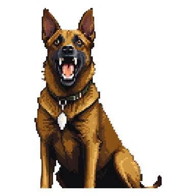 Belgian Malinois dog barking, showing teeth sticker