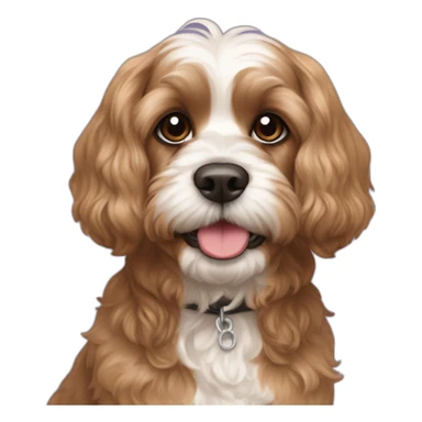 a King Charles cava poo with straight hair who is brown sticker