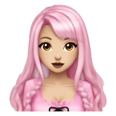hime gyaru girl, black hair, dark makeup, pink clothes sticker