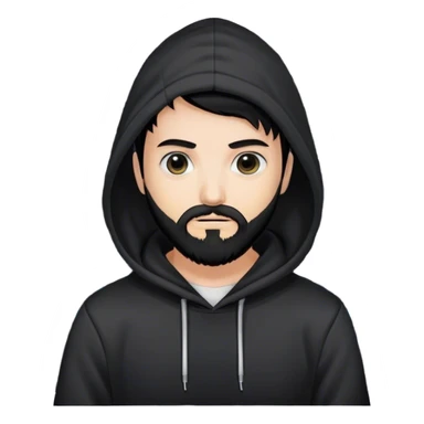 hackeur blanc cheveux noir barbe et capuche noir à côté d'un server ia sticker