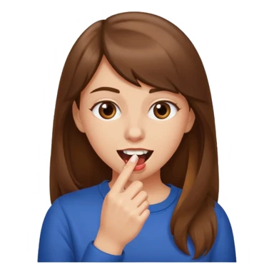 Une fille brune et blanche qui se mord l'ongle avec ses dents sticker