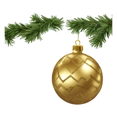 Realistic metallic Christmas gold ornament sticker