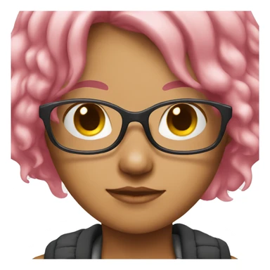 girl with pink hair and glasses sticker