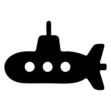 modern submarine icon, clean lines, simple shapes, minimal color sticker