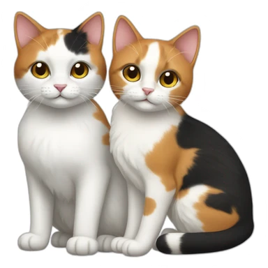 1 calico cat and 1 white cat sticker