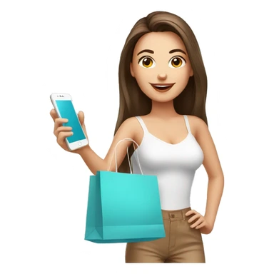 caucassian influencer taking selfie with a shopping bag sticker