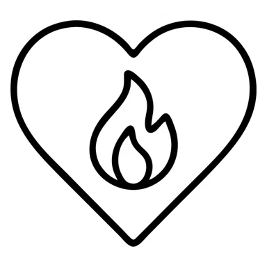 A heart with a small flame inside sticker