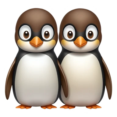 2 Penguins one with Brown hair sticker