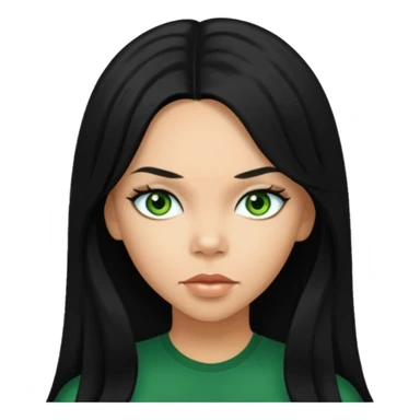 Kiely Williams with long black hair, green eyes sticker