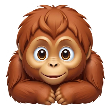 cinematic-cute-orangutan-baby-portrait-emoji,-head-tilted-playfully-and-inquisitively,-with-a-gentle,-expressive-face-accented-by-soft,-flowing-fur-and-round,-sparkling-eyes-brimming-with-warmth,-simplified-yet-irresistibly-adorable-feature sticker