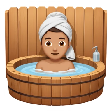 person relaxing in wooden hot tub sticker