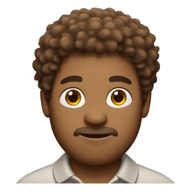 brown fluffy hair man with a polo shirt sticker