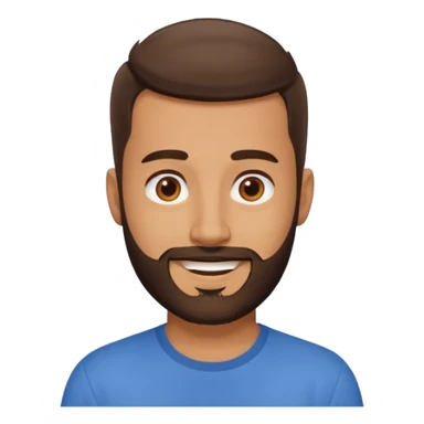man, very short hair, brown eyes, full beard, smiling sticker