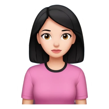 A woman wearing a pink shirt with black hair on a plane! sticker