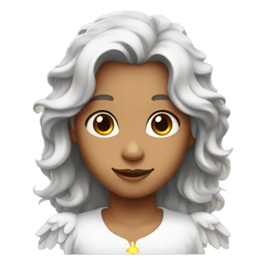Angel with dark brown wavy hair and red eyes and has tan skin smile sticker