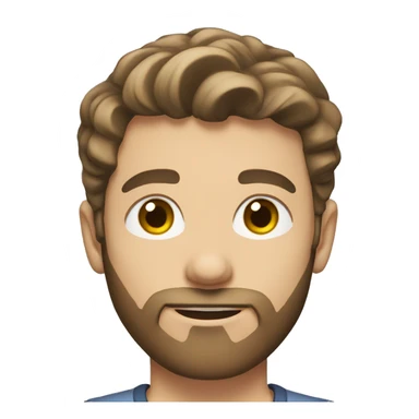 a young white man with gray eyes, a beard and short brown hair sticker