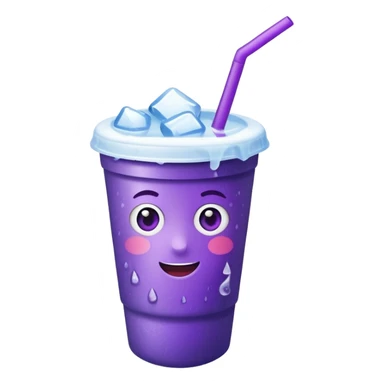A purple drink with ice cubes in it in a styrofoam cup sticker