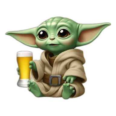 Baby yoda qui boit une biere sticker