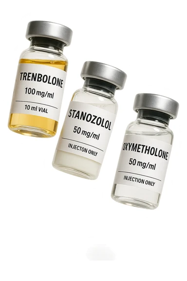 FIALE MEDICHE DI Trenbolone, stanozololo, oxymetholone FLUTTUANO IN ARIA, iperrealistico 4k, isolato su sfondo bianco sticker