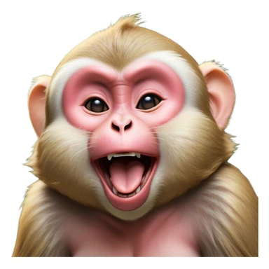 Cinematic Cute Yawning Macaque Portrait Emoji, Head tilted slightly with a dramatic, wide-open yawn, showcasing a gently textured face with half-closed, sleepy eyes and an open, relaxed mouth, Simplified yet irresistibly adorable features, highly detailed, glowing with a soft, cozy glow, high shine, relaxed yet expressive, stylized with a dash of whimsical charm, soft glowing outline, capturing the essence of a drowsy yet affectionate primate that appears ready to stretch out for a nap! sticker