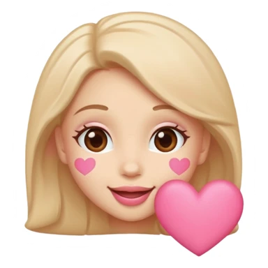 Kissy face with pink hearts sticker