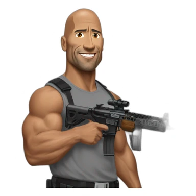 The rock estilo realista con un rifle en el hombro sticker