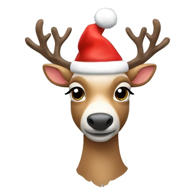 reindeer with santa hat on￼ sticker