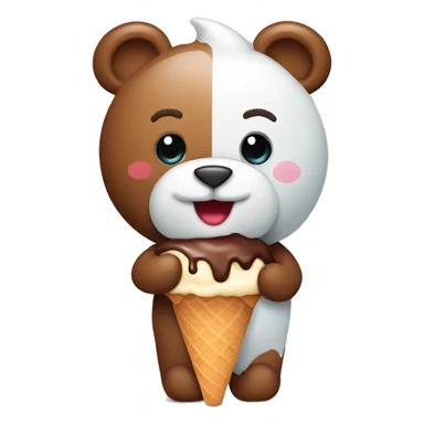 Teddy bear with ice cream sticker