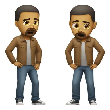 Boy with a buzz cut and a beard having and upset tummy sticker