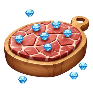 Meat with diamond textur and blue color sticker