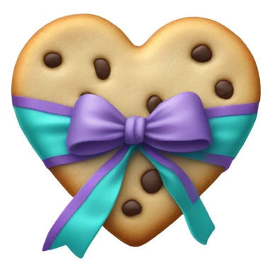 Cookie heart with teal purple ribbon sticker