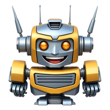 robot transformer with a big smile laughing happily sticker