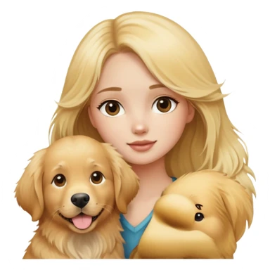 blonde girl with golden retriever dog sticker