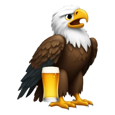 An eagle crying while holding a beer  sticker