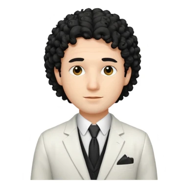Cockasian guy with black curly hair and black eyes wearing a White simple suit guy  sticker