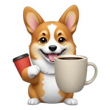 corgi holding a cup of coffe with his paws sticker