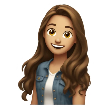 pretty girl wih long brown hair and brown eyes. she is laughing sticker